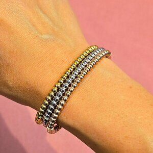 4mm Beads  Fashion Boho Moon Ball Design Stainless Steel Bangle Bracelet Bolas